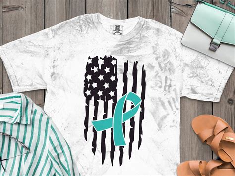 Buy Ribbon Flag Svg Png, Teal Ribbon Svg, Cervical PCOS Ovarian Cancer ...