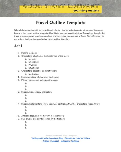 Novel Outline Template | Kidlit