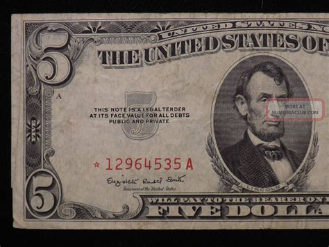 1953 B Star $5 Five Dollar United States Paper Note Circulated