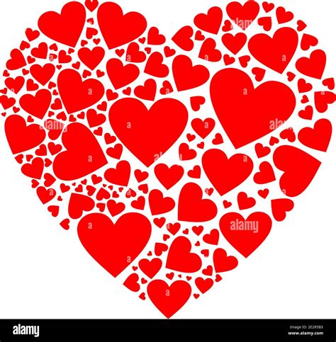 Heart shape silhouette vector with red hearts inside Valentine´s Day ...