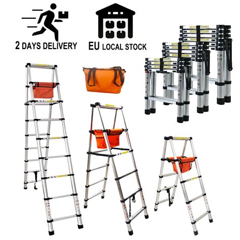 Aluminium Telescopic Ladder 5/6/9 Step Folding Step Ladder Portable ...