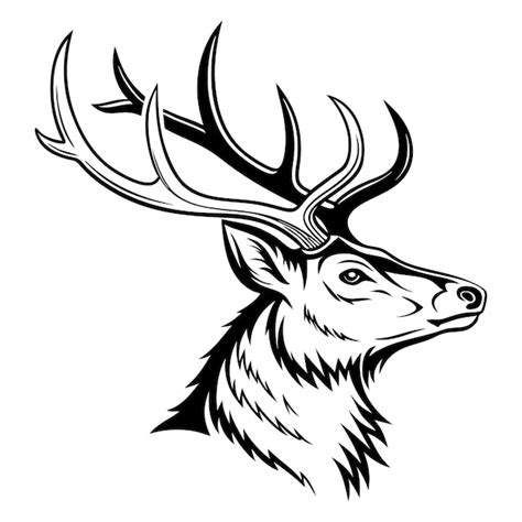 Majestic stag head in profile | Premium Vector