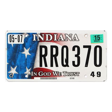 2015 Indiana License Plate #RRQ370 | Huge Plate Superstore
