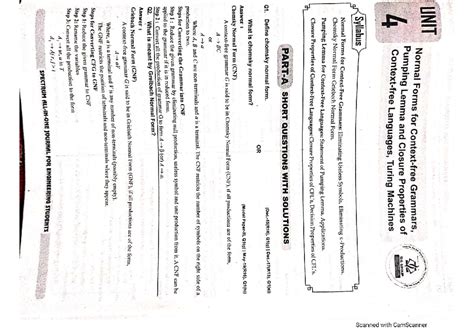 FLAT UNIT 4 - FINITE AUTOMATA: Normal Forms, Pumping Lemma & Closure ...