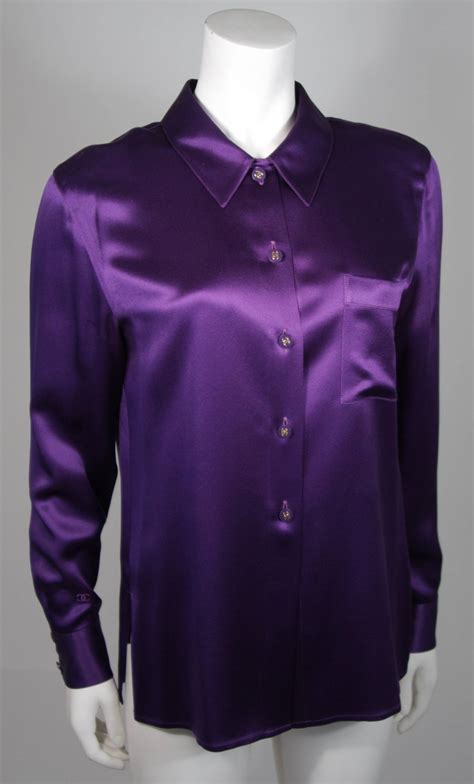 Chanel Purple Silk Blouse Size Large at 1stDibs | purple blouse silk ...