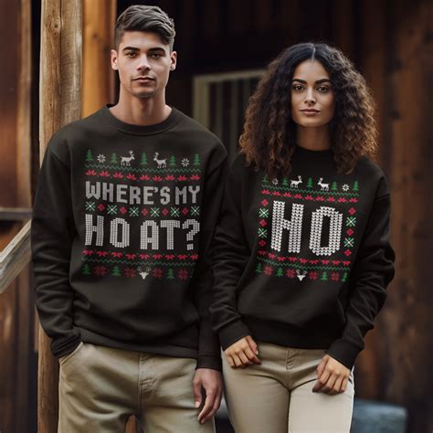 Ho Ugly Christmas Sweater | Comfy Couples Matching Crewneck Sweatshirt ...