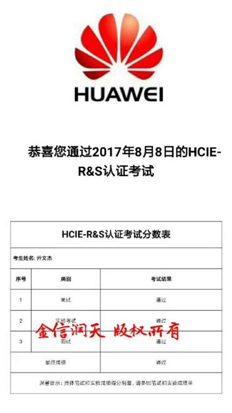 恭喜HCIE学员亓文杰高薪入职智盛新纪（北京）