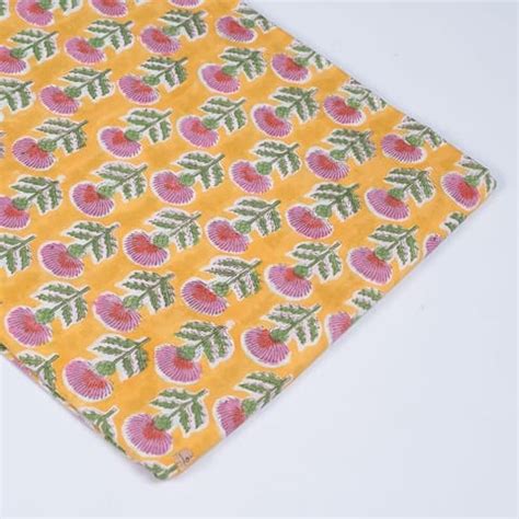 Yellow Colour Cotton Print for Designer Wear | Premium Fabric Online