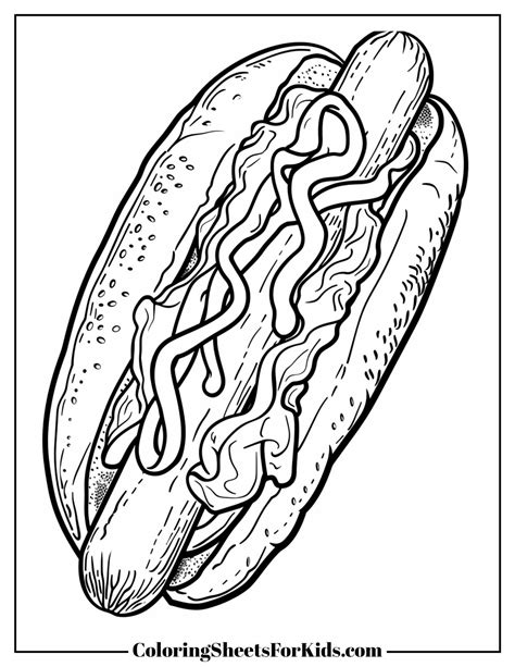 Hot Dog Coloring Page Printable