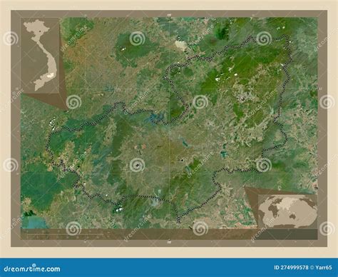 Lam Ong Vietnam. Satélite De Altura. Principales Ciudades Stock de ilustración - Ilustración de ...