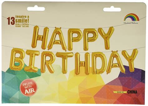 Mcolour Balloon 16 Inch Golden "HAPPY BIRTHDAY" Helium Foil Balloons ...