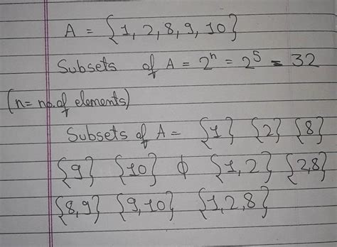 find the possible subsets of numbers 1,8,2,9,10 - Brainly.in