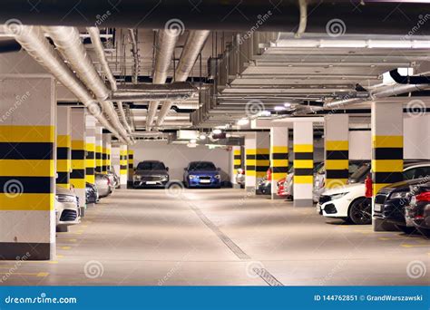 Underground Parking Garage of a Modern Apartment Building Stock Image ...