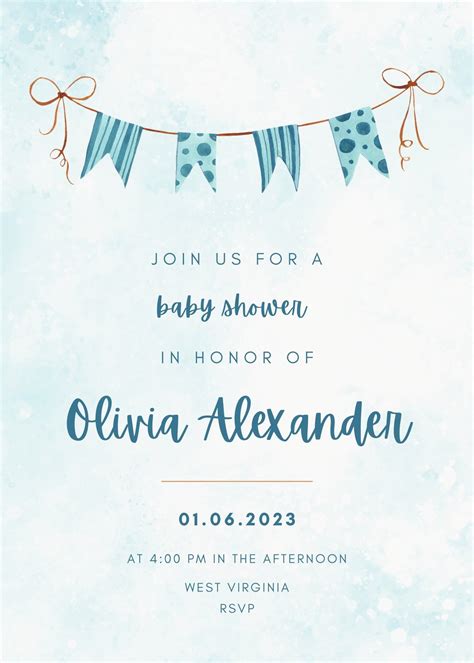 Printable Invitations Templates Boy Blue Baby Boy Shower Invitation