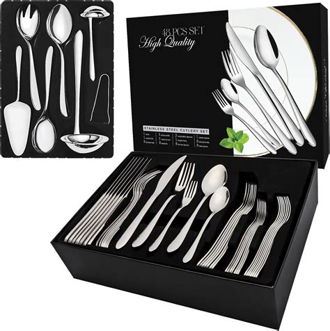 48-Piece Cutlery Set, Flatware Set for 8, Stainless Steel Silverware ...
