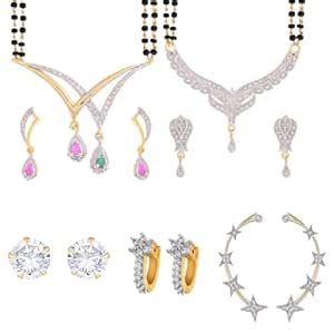 Buy ZENEME Precious Collection Of 2 Mangalsutra Sets, 1 Earcuff, 2 ...