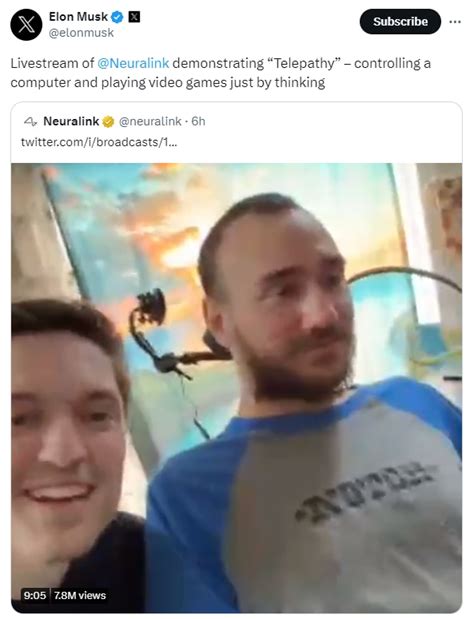 Elon Musk reacts as first Neuralink user, paralysed below shoulders ...