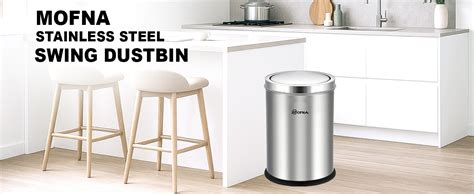 mofna Stainless Steel Swing lid dustbin, Garbage Bin, Trash Can, with ...
