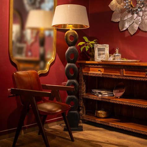 Buy Floor Lamps | Scriya Wooden Floor Lamp With Rusty Rose Shade | Shop ...