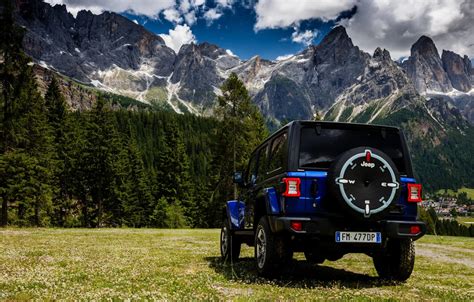Wallpaper blue, SUV, rear view, 4x4, Jeep, 2019, Wrangler Unlimited ...