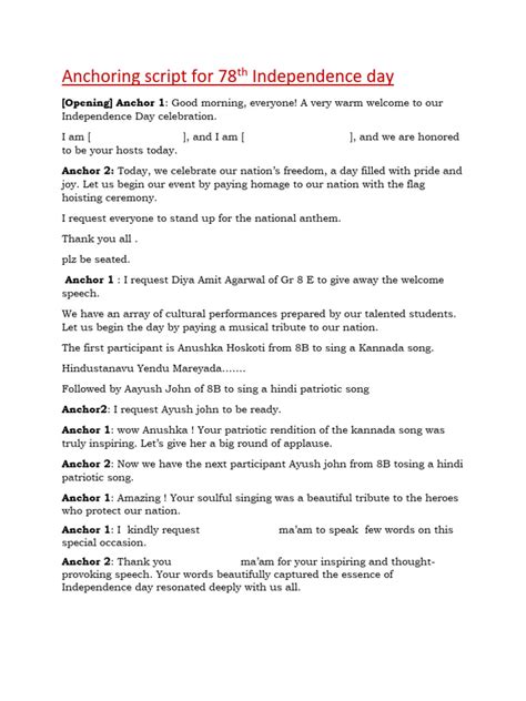 Image result for Anchoring Script for Independence Day Program