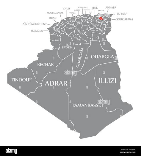 Constantine red highlighted in map of Algeria Stock Vector Image & Art - Alamy
