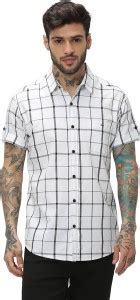 MUFTI Men Checkered Casual White, Black Shirt - Buy MUFTI Men Checkered ...