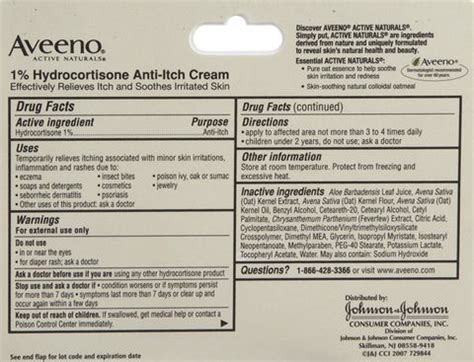 Aveeno 1% Hydrocortisone Anti, Itch Cream, Maximum Strength, 1 oz Price ...