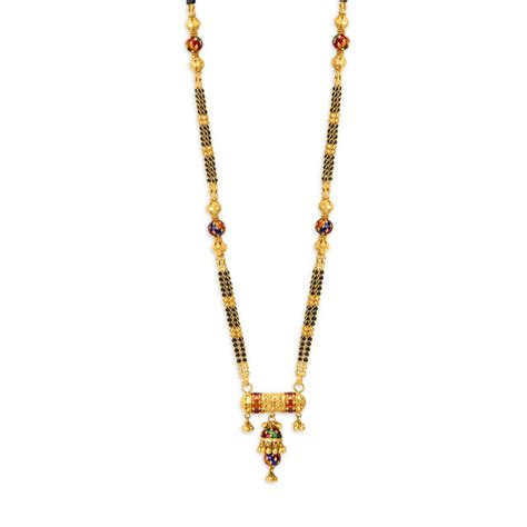 Brilliant Yellow Gold Enamel Bead Mangalsutra
