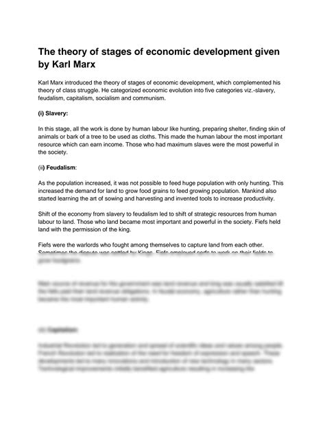 Understanding The Stages Of Development Karl Marx