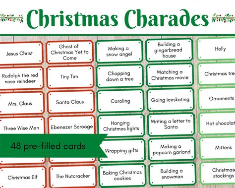 Christmas Charades, 48 Christmas Themed Charades Cards, Family Friendly Charades, Charades for ...