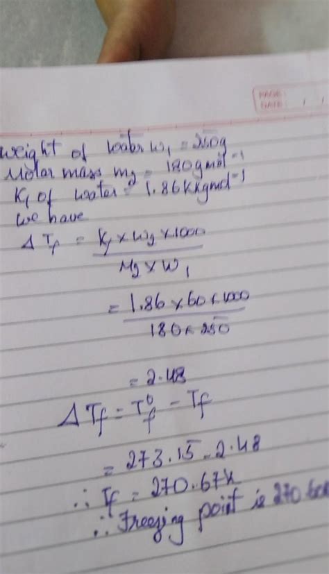 5 mol nacl is dissolved in 500g h2o then determine freezing point and ...