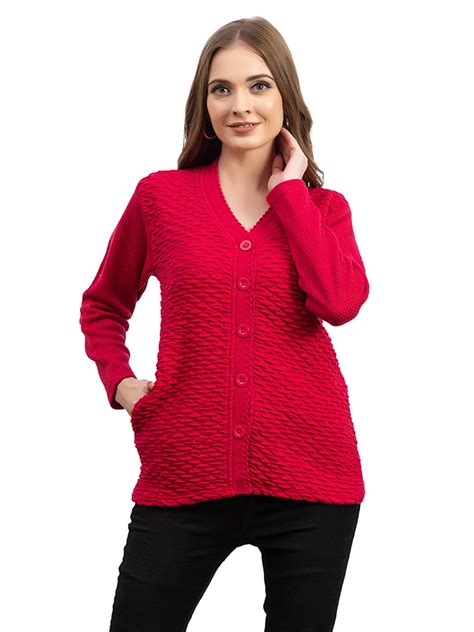 Buy Dadu Dayal Women’s Winter Woolen Cardigan | Full Sleeve Textured ...