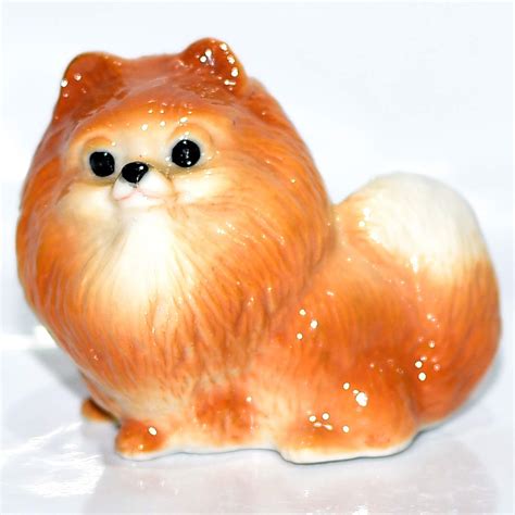 SSJSHOP Pomeranian Miniature Figurines Hand Painted Ceramic Animals ...