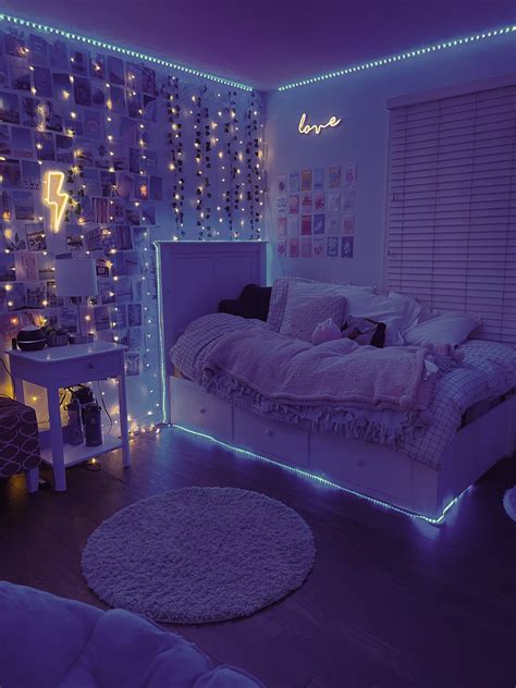 Aesthetic Led Lights Bedroom Inspo | Bedroom makeover, Dream room ...