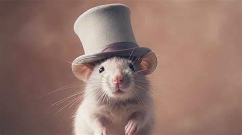 Premium AI Image | Cute rat Wearing a hat posing in studio