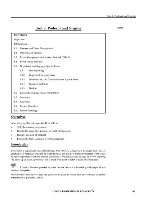 Event Management - UNIT8 - Unit 8: Protocol and Staging Unit 8 ...