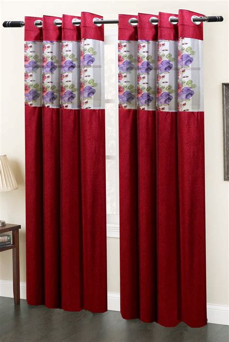 Buy Homefab India Floral Maroon Window Curtain - 5 ft (1 Pc Curtain ...