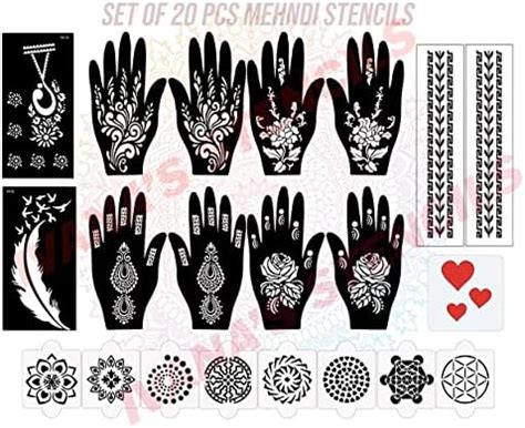 Ivana's Set of 20 Pcs Combo Pack, Reusable Mehandi Design Sticker ...