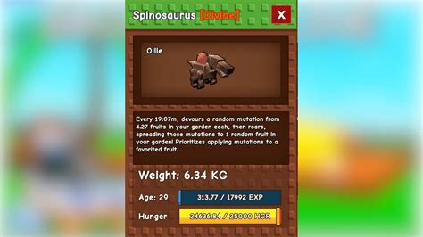 What does Spinosaurus do in Grow a Garden?