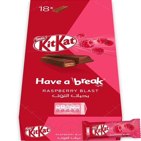 KIT KAT Raspberry Blast Chocolate Bar 18 X 2 Finger Box, (18 X 19.5gram ...