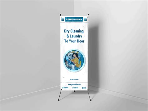 X Banner Laundry Dengan Foto Bentuk Bulat | Bikinin
