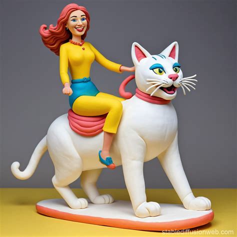 Woman Riding a Huge Cat | Stable Diffusion Online