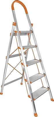 Plantex Cheston Ladder for Home/GI Steel Foldable 5 Step Ladder/Wide ...