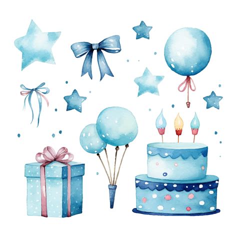 Premium Vector | Watercolor set of birthday element