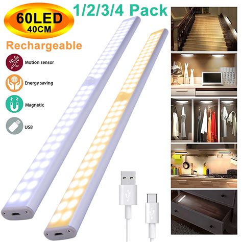 2 Pack Led Closet Light, 60 Rechargeable Motion Sensor Light 【本物保証】