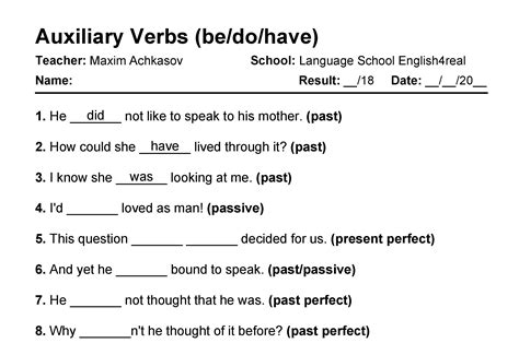 Englishgrammar An Auxiliary Verb Helps The Main Verb And