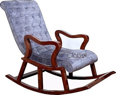 Sun Wood Art Sheesham Wood Rocking Chair and Grandpa Chair with Cushion ...