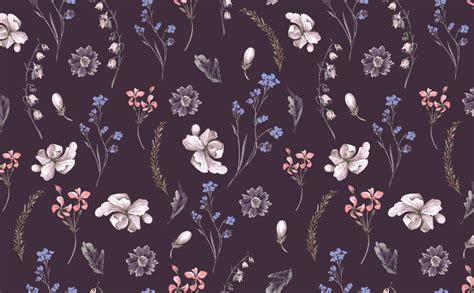 Vintage Purple Floral Wallpaper