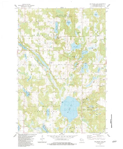 Classic USGS Big Round Lake Wisconsin 7.5'x7.5' Topo Map – MyTopo Map Store